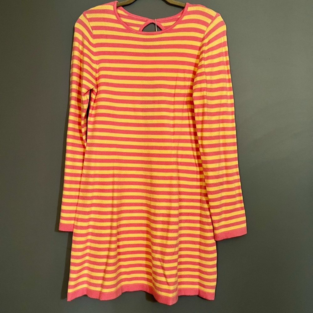 Striped Yellow and Pink Long Sleeve Dress
